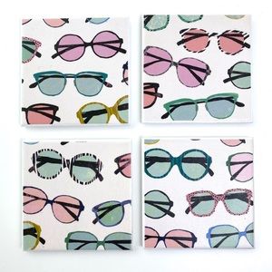 Sunglasses Drink Wine Coaster Set Home Decor